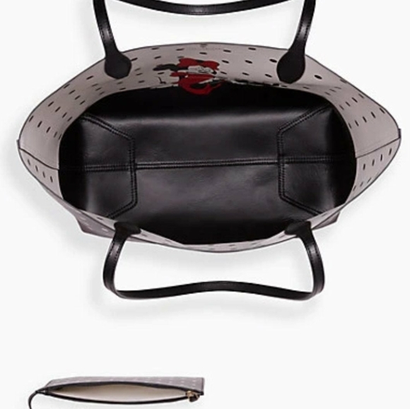 NWT KATE SPADE DISNEY Minnie Mouse & Figaro Reversible Polka Dot Tote & Pouch - Picture 13 of 16